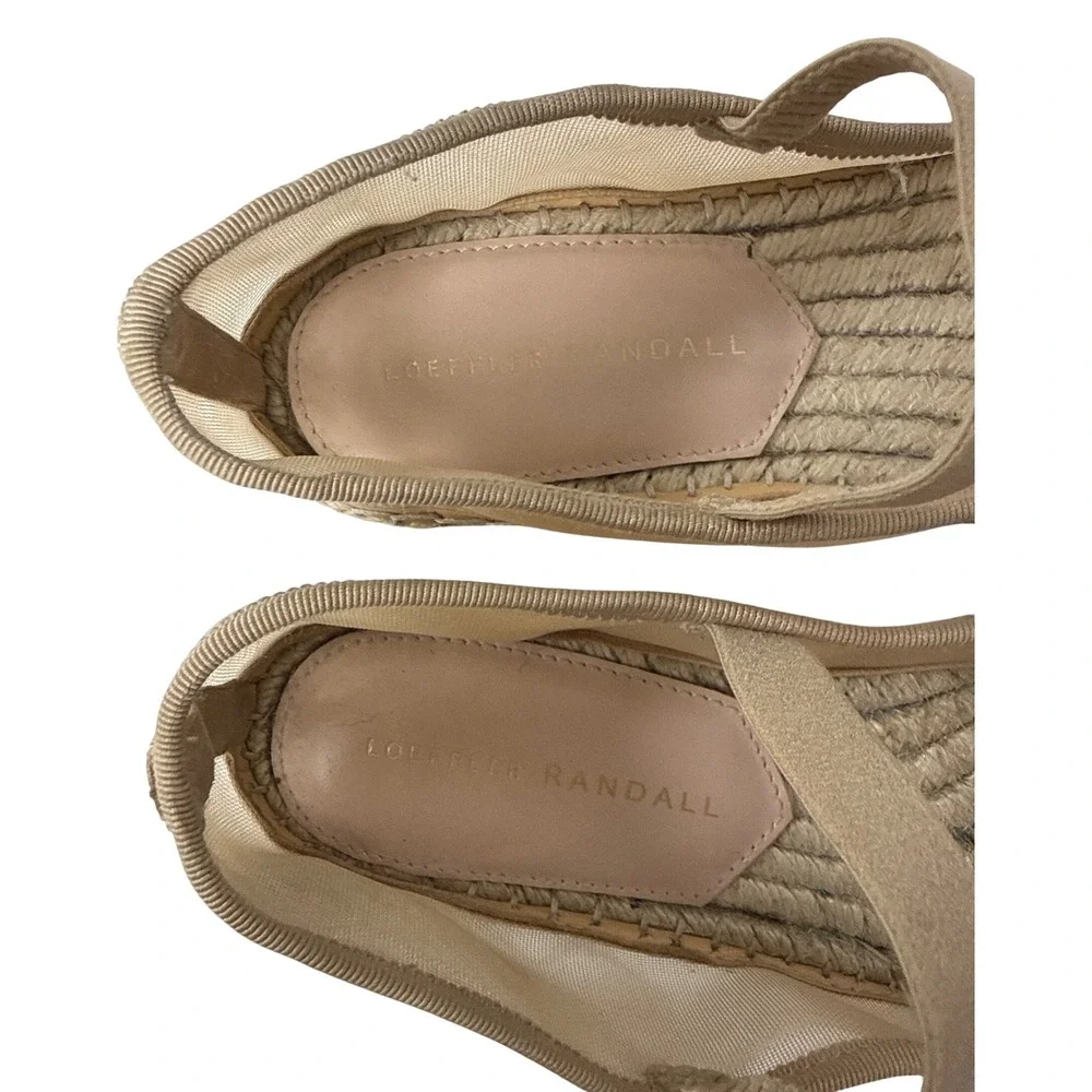Loeffler Randall Kayla Flat Espadrilles Women 9 Mesh Tan Mary Jane Ballet Boho
